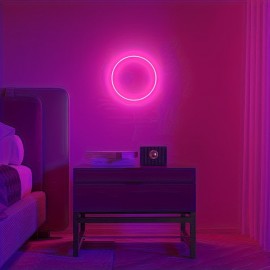 1pc Circle LED Neon Sign Light, Dimmable Acrylic Neon Light Home Decor for Bedroom Game Room Bar Pub for Man Cave Birthday Wedding Party Decoration, Neon Signs For Wall Decor, Car Neon Sign, Bar Neon Sign, Bedroom Lighting, Stylish Lighting, Modern Decor, Bright Illumination, Sleek Design, Decorative Sign, Ambient Lighting, Party Planners, Gamers Setup