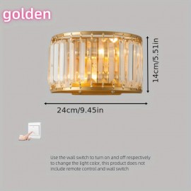 Modern Luxury Elegant Crystal Semi-Circular LED Wall Light - 3-Color Adjustable, Metal Frame, Semi-Flush Mount for Living Room, Bedroom, Study, Hallway, Bedside - Hardwired 110-240V, No Battery Needed, Bedroom Lighting, Contemporary Lighting, Sleek Design