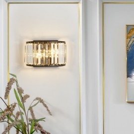 Modern Luxury Elegant Crystal Semi-Circular LED Wall Light - 3-Color Adjustable, Metal Frame, Semi-Flush Mount for Living Room, Bedroom, Study, Hallway, Bedside - Hardwired 110-240V, No Battery Needed, Bedroom Lighting, Contemporary Lighting, Sleek Design