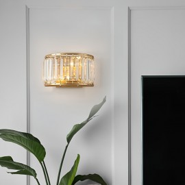 Modern Luxury Elegant Crystal Semi-Circular LED Wall Light - 3-Color Adjustable, Metal Frame, Semi-Flush Mount for Living Room, Bedroom, Study, Hallway, Bedside - Hardwired 110-240V, No Battery Needed, Bedroom Lighting, Contemporary Lighting, Sleek Design