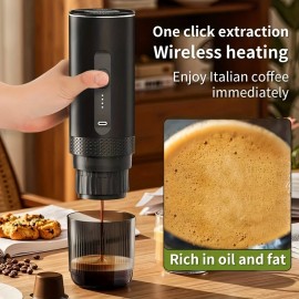 1pc Wireless Portable Italian Coffee Maker with Heating Function, 7500mAh Large Capacity Battery, No Hot Water Needed, Car Carry Coffee Machine
