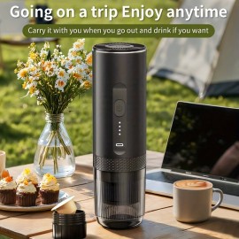 1pc Wireless Portable Italian Coffee Maker with Heating Function, 7500mAh Large Capacity Battery, No Hot Water Needed, Car Carry Coffee Machine