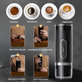 20 Bar Portable Espresso Maker-3-in-1 Camping Coffee Machine with USB Self-Heating, Compatible with Ground Coffee, Nespresso & Dolce Gusto Pods-Mini Electric Travel Coffee Maker for Hiking, RV, Office