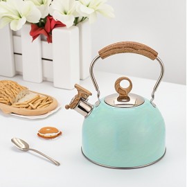 Scandinavian minimalist modern aesthetics perfectly combined with practical functionality, 3L blue spray-painted kettle compatible with induction cooktops and gas stoves, semi-spherical flat bottom structure ensures even heating, significant energy-saving effect, easy to clean and durable, suitable for all stovetops, perfect teapot for homes, bars, milk tea shops, no need for frequent boiling