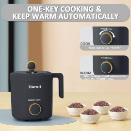 40.58oz Small Rice Cooker & Tea Kettle Combo - Compact Multi-Functional Appliance with Digital Display, One-Touch Operation, Battery-Powered (Non- 9V) for Boiling Water, Cooking Rice, Soup, Oatmeal - Ideal for Small Kitchens, Dorms, RVs