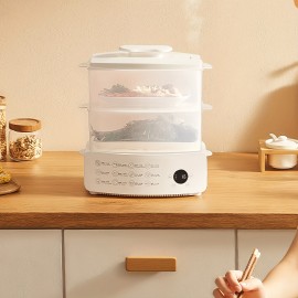 3-Tier Digital Steamer with Auto Shutoff - Fast, Healthy Cooking for Vegetables, Meats & Grains | Stackable Baskets & Timer | 110-130V US Plug