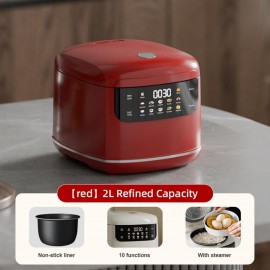2L Portable Small Travel Rice Cooker, Multifunction Electric Cooker Stewpot with 24-Hour Reservation & Keep Warm Function, Nonstick Pot for Rice, Porridge, Soup – Ideal for Dorms and Home Use (Red), Quick Meals, Dorm Room Essentials, Sleek Cooker, Spacesaving Appliance, Nonstick Coating, Easy to Clean, Electric Stewpot, Home Cooks, Dorm Essentials Users, Portable Coffee Maker, Cube Coffee Maker, Mini ConveMth Oven And Grill Partid Kit foroutsidegrillinallowed