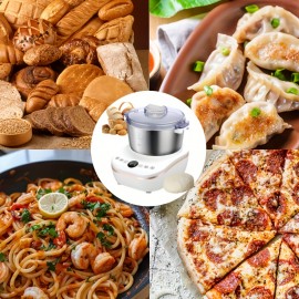 Electric Dough Maker With Ferment Function, White 1.32gal(5.2QT) Dough Mixer Machine With 304 Stainless Steel Bowl, Microcomputer Timing, Kitchen Stand Mixers, Household Flour Kneading Machine For Pizza Bread