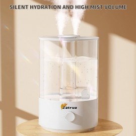 Zatura Dual Large Capacity 1.32gal Humidifier with Top-Fill Design, Digital Display & Auto Shut-Off, Quiet Operation, Battery-Powered (Non-) for Home, Office, Bedroom, Living Room - Ideal for Dry Light Beige & Air, Modern White Aesthetic