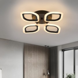 [Minimalist Creative Design] 4-Head Modern Elegant LED Ceiling Light | Three-Color Changing Aluminum Acrylic Electroplated Craft | Minimalist Creative Design High-Quality Easy Installation Black White Rose Golden for Living Room Bedroom Study Hallway Bar Dining Area Entryway Indoor Ceiling Lamp Wall Light Ambient Lighting Suitable for Up and Down Switch Control Color Not Included, Contemporary Lighting, Sleek Metallic Finish, Durable Lighting Fixture, Home Decor, Stylish