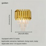 Modern Minimalist LED Three-Color Dimmable Wall Light for Bedroom, Study Room, Living Room, And Hallway, Featuring Crystal Decor.
