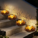Two Pieces Solar Outdoor Decoration Waterproof for Lotus Lamp, Garden Decoration Metal Cracked Ball Glass for Lotus Lamp, Suitable for Indoor And Outdoor Solar Lamps for Dining Tables, Living Rooms, Balconies Decoration, Father's Day And Thanksgiving Gifts, Indoor Decor, Outdoor Lighting, Elegant Lighting, Floral Design, Handcrafted Decor, Weatherproof Light, Solar Lantern, Touch Control Lamp, Garden Enthusiasts, Interior Designers