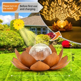 Two Pieces Solar Outdoor Decoration Waterproof for Lotus Lamp, Garden Decoration Metal Cracked Ball Glass for Lotus Lamp, Suitable for Indoor And Outdoor Solar Lamps for Dining Tables, Living Rooms, Balconies Decoration, Father's Day And Thanksgiving Gifts, Indoor Decor, Outdoor Lighting, Elegant Lighting, Floral Design, Handcrafted Decor, Weatherproof Light, Solar Lantern, Touch Control Lamp, Garden Enthusiasts, Interior Designers
