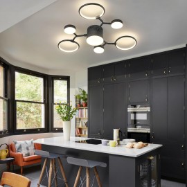 Modern Industrial Farmhouse LED Modern Chandeliers Light Fixture, 4000K Lighting Rustic Sputnik Chandelier Ceiling Lamp for Kitchen Bedroom Living Room Hallway