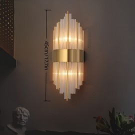 Modern light luxury crystal long tube LED bulb style wall lamp, two colors suitable for different scenarios, villa, living room, dining room, bedside lamp, living room background wall, wall creative and simple electric wall lamp