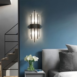Modern light luxury crystal long tube LED bulb style wall lamp, two colors suitable for different scenarios, villa, living room, dining room, bedside lamp, living room background wall, wall creative and simple electric wall lamp