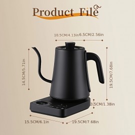 [Gooseneck Kettle 1L] 1pc Electric Kettles, Gooseneck Electric Kettle with ±1℉ Temperature Control, 304 Stainless Steel Inner Liner for Quick Heating - Ideal for Pour Over Coffee & Brewing Tea, Boiling Hot Water (1L Black), , Compact Appliance, Sleek Design, Highquality Build, Premium Materials, Office Use, Tea Enthusiasts