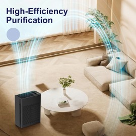 Air Purifiers for Home Large Room Up to 1295 Ft² with PM 2.5 Display Air Quality Sensor, Auto Mode, Timer, HEPA Air Purifier for Bedroom Filters Smoke, Pet Dander, Pollen,Black