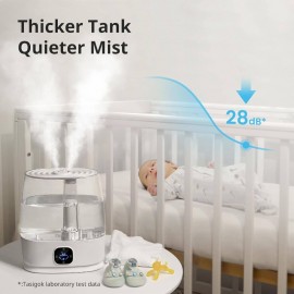 1.59gal Cool & Warm Mist Humidifier for Large Rooms, Nursery, Bedroom - Soundwave technology Quiet Operation, 50H Runtime, Auto Mode with Top-Fill Tank, Essential Oil Diffuser,, Easy-Clean Design (Cool/Warm Mist, Plug-in Air Humidifier