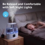 1.59gal Cool & Warm Mist Humidifier for Large Rooms, Nursery, Bedroom - Soundwave technology Quiet Operation, 50H Runtime, Auto Mode with Top-Fill Tank, Essential Oil Diffuser,, Easy-Clean Design (Cool/Warm Mist, Plug-in Air Humidifier