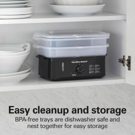 3-Tier Food Steamer & Rice Cooker Combo - 9.5 Quart Large Capacity Multi-Layer Steamer with Auto Shut-Off, Stackable Bowls, Dishwasher Parts, Healthy Quick Cooker for Vegetables, Seafood, Rice, Dumplings (Black)